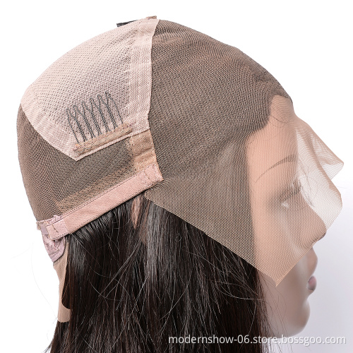 180% Density Straight Wave Full Lace Wigs Virgin Hair with Swiss Lace